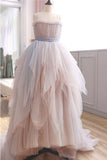 Vintage A Line Spaghetti Straps Blush Prom Dresses Puffy Ruffles Party Dresses N2468