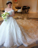 Gorgeous Off the Shoulder Princess Puffy Lace Wedding Dresses