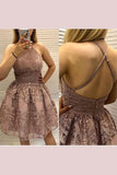 A-Line Criss Cross Straps Back Tulle Homecoming Dress With Appliques, Cute Dress N1916