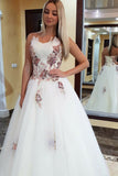 Puffy Strapless Tulle Prom Dress with Appliques, Floor Length A Line Party Dresses N1421