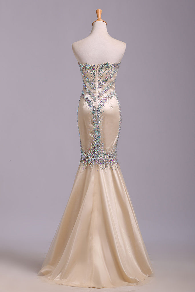 Floor Length Sweetheart Sequined Mermaid Prom Dresses Evening Dresses N1200