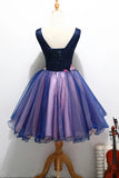 Cute V-Neck Unique Flowers Homecoming Dresses with Beading Sweet 16 Dresses N2156
