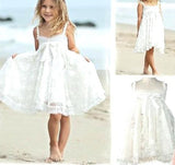 Straps Lace Flower Girl Dresses Cute Knee Length Lace Flower Girl Dresses F074