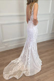 Sexy Mermaid Lace Beach Wedding Dresses Boho Backless Long Wedding Gown N2595