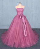 Strapless Ball Gown Wedding Dresses Gorgeous Tulle Bridal Dresses with Lace N2298