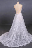 Spaghetti Straps Sweetheart Lace Wedding Dresses Lace Bridal Dresses with Long Train N2284
