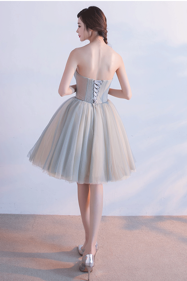 Cute Sweetheart Strapless Homecoming Dresses with Flowers N1727