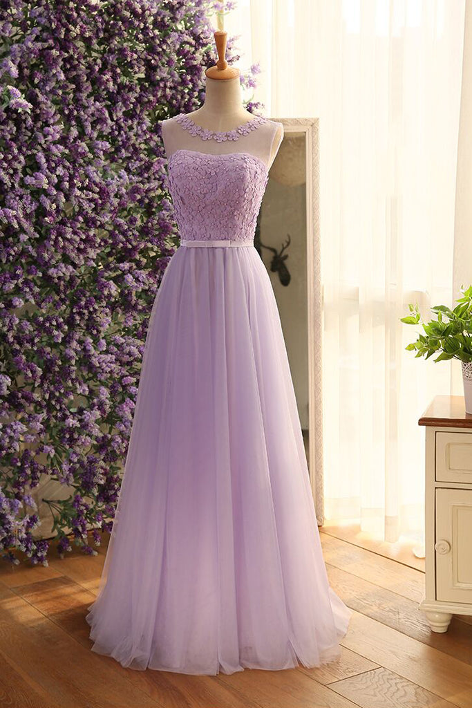 Pink Sleeveless Prom Dresses with Flowers A Line Floor Length Tulle Evening Dresses N1775