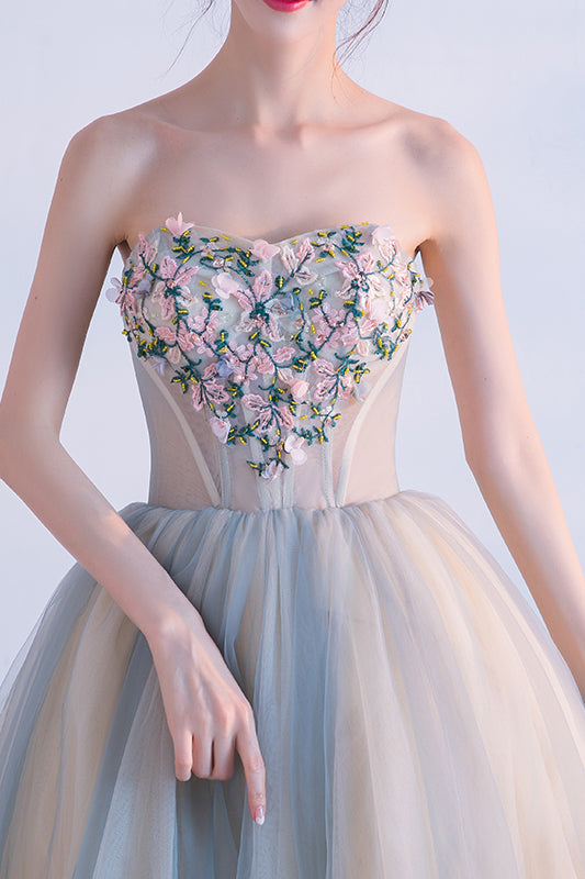 Cute Sweetheart Homecoming Dress with Flowers, Short Strapless Prom ...