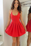 Sexy Straps Red Backless Homecoming Dresses Graduation Dresses for Girls
