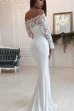 Mermaid Wedding Dress Long Sleeves Off the Shoulder Bridal Dress with Lace N1373