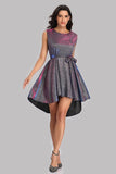 A Line Short High Low Prom Dresses With Belt Homecoming Party Dress XU90819