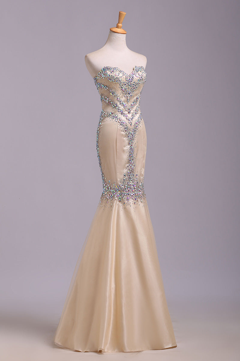 Floor Length Sweetheart Sequined Mermaid Prom Dresses Evening Dresses N1200
