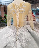 Gorgeous Long Sleeves Beaded Quinceanera Big Wedding Dresses with Flowers