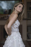 Hot Selling Sweetheart Wedding Dress with Flowers A Line Tulle Wedding Dress with Appliques N2546
