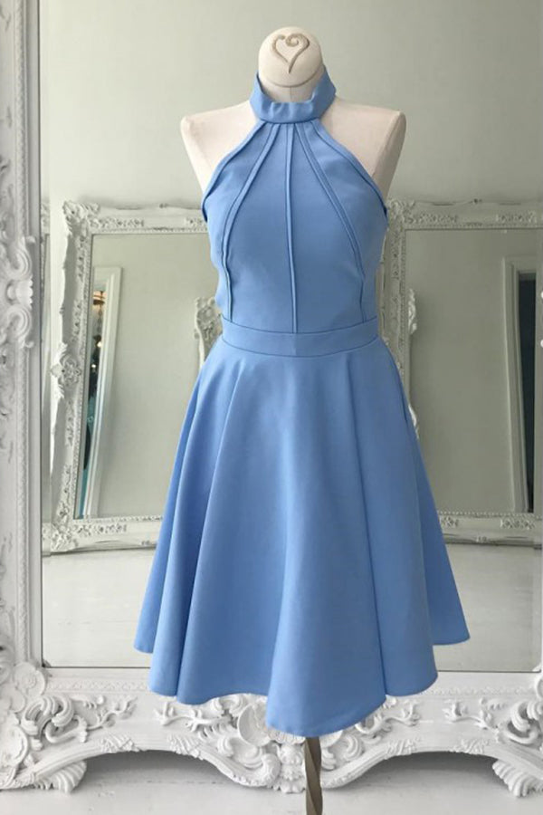 A Line Halter Sleeveless Knee Length Homecoming Dresses N839