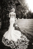 Botanical Sweetheart Mermaid Lace Wedding Dresses with Long Train N2556