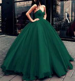 Sweetheart Puffy Emerald Green Tulle Quinceanera Dresses