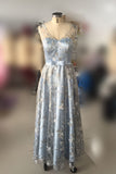 Light Blue Sleeveless Prom Dress with Lace, Lace Floor Length Evening Dresses