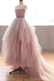 Vintage A Line Spaghetti Straps Blush Prom Dresses, Puffy Ruffles Party Dresses N2468