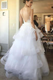 Charming Ivory U Neck Appliques Tulle Sleeveless Layers Bridal Dresses N685