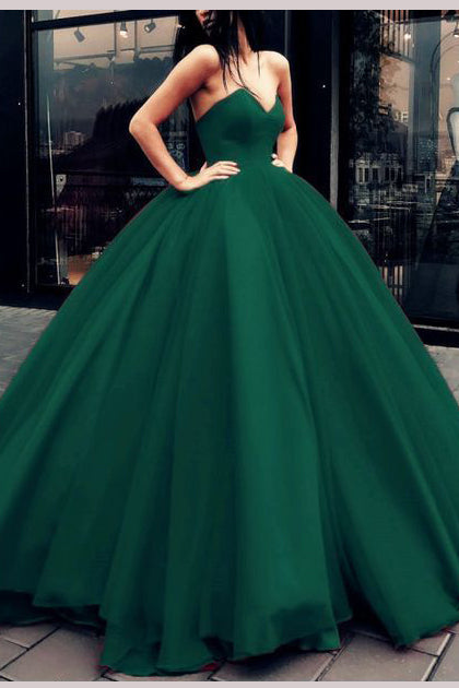 Jade Sweetheart Ball Gown Tulle Quinceanera Dress, Floor Length Puffy Prom Dress N1326