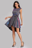 A Line Short High Low Prom Dresses With Belt Homecoming Party Dresses XU90819