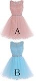 Cute Appliqued Sleeveless Beading Tulle Homecoming Dresses N273