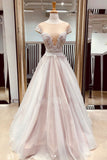 A Line Sheer Neck Cap Sleeves Prom Dress with Lace Appliques Long Senior Dress N1535