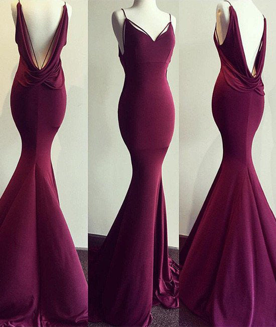 Spaghetti Straps Mermaid V-Neck Sleeveless Prom Dresses N688
