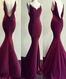 Spaghetti Straps Mermaid V-Neck Sleeveless Prom Dresses N688