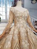 Stunning Ball Gown Long Sleeves Prom Dresses Pretty Long Sleeve Quinceanera Dresses N2244