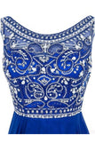 A Line Royal Blue Beading Bodice Chiffon Homecoming Dresses N1050