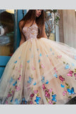 Champagne Strapless Ball Gown Ankle-Length Tulle Prom Dress for Teens