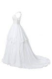 Straps V Neck Wedding Dresses Illusion Chiffon Beach Wedding Gown  Bridal Dresses
