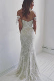 Affordable Off the Shoulder Mermaid Lace Long Wedding Dresses N1124