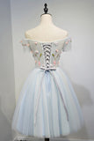 A Line Off-the-Shoulder Appliques Short Homecoming Dresses N931