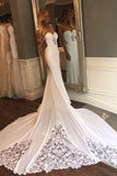 Mermaid Sexy Sheer Neck Wedding Dresses with Lace Unique Ivory Bridal Dresses N936