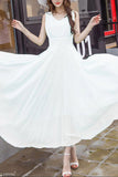 Peach Summer V-Neck Plain Chiffon Maxi Dresses  Flowy Long Bridesmaid Dresses N1564