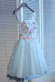 A Line One Shoulder Tulle Homecoming Dresses with Flower N1944