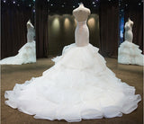 Gorgeous Sheer Neck Mermaid Sleeveless Open Back Wedding Dresses Bridal Gown N580