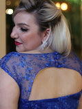 Royal Blue Plus Size Sleeveless Floor-length Open Back Chiffon Prom Dresses N529
