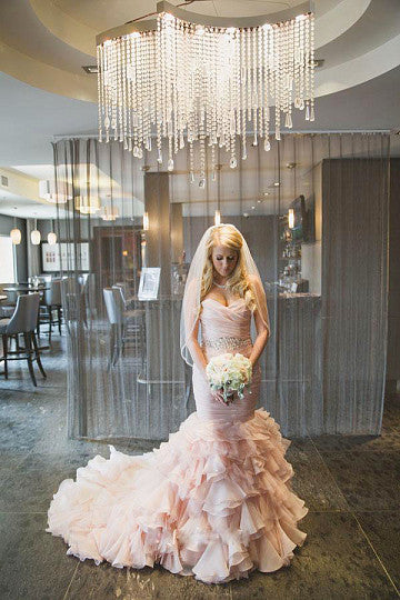 Gorgeous Sweetheart Ruffles Pleats Mermaid Wedding Dresses with Beading N546