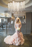 Gorgeous Sweetheart Ruffles Pleats Mermaid Wedding Dresses with Beading N546
