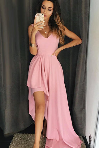 products/pink_v_neck_high_low_unique_chiffon_party_dress.jpg