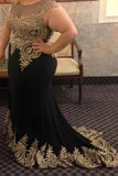 Black Mermaid Sleeveless Plus Size Prom Dresses with Lace Appliques Plus Size Dresses N2217