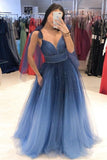 Spaghetti Straps A-Line Ombre Color Tulle Pleats Evening Party Dress Prom Dress
