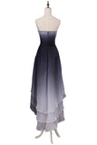 High Low Sweetheart Ombre Prom Dresses Unique Pleated Homecoming Dresses with Sequins N1676