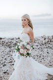 Rustic Chic Sweetheart French Lace Wedding Gown Sweep Train Wedding Dresses N2557