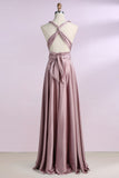 Blush Convertible Prom Bridesmaid Dresses  Floor Length Bridesmaid Dresses N1548